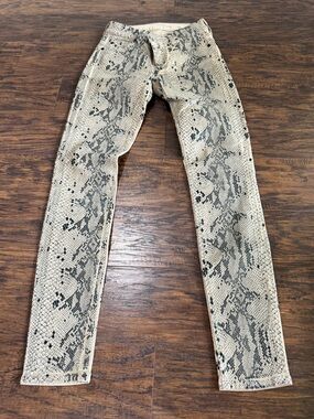 7 For All Mankind Women's Tan & Black Pattern "The Skinny" Pants Size 25